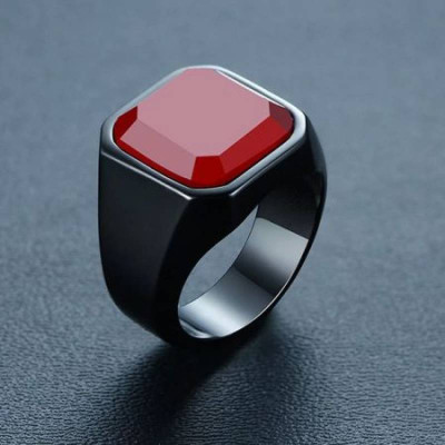 Italian Hematite Magnetic Ring Black AND RED 002